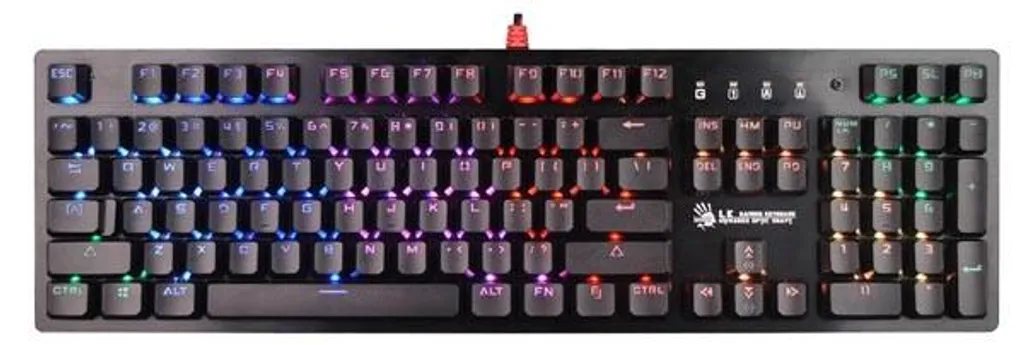 Clavier Mécanique de Jeu A4Tech B820R Noir avec Éclairage LED Multicolore
