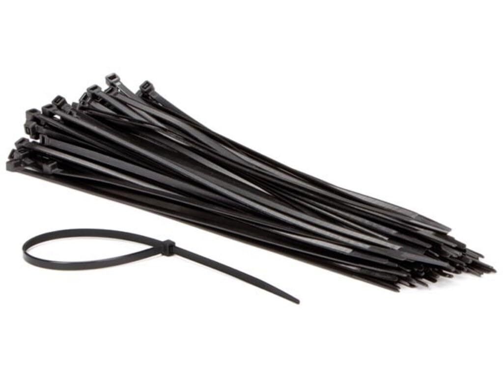 Perel Kabelbinder Nylon schwarz, 100 Stück, Kabelbinder 300 x 4,8 mm, UV-beständig,