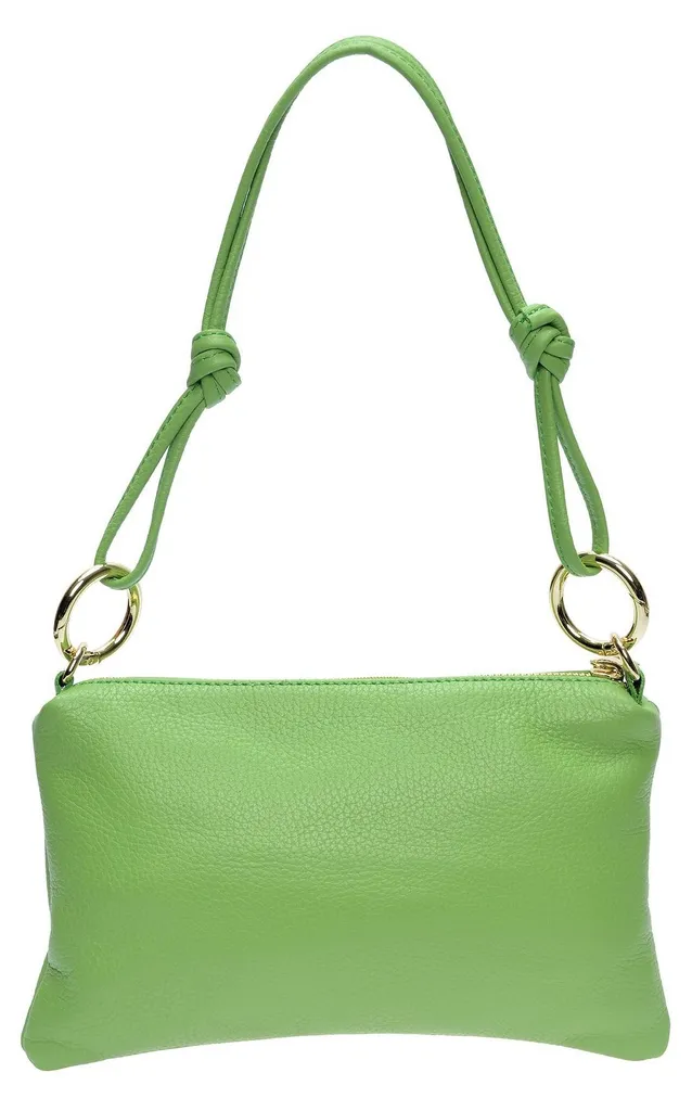 Petit sac cuir vert AL 167T Anna Luchini avec bandoulière réglable luxe