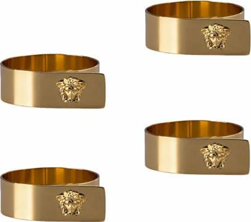 Ronds de serviette en métal doré Rosenthal Versace Medusa Gold, lot de 4