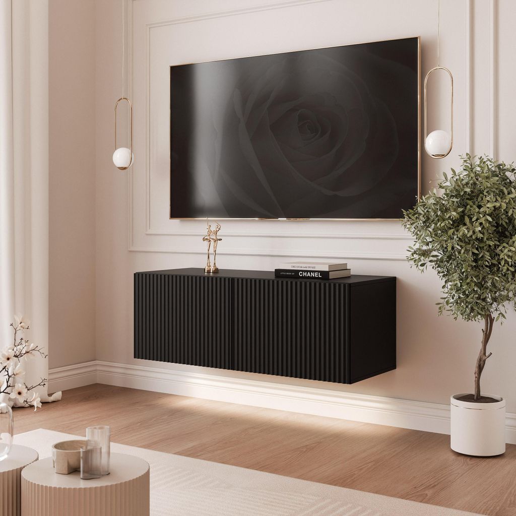 Meuble TV bas Idohome Angel 100 cm noir mat - Meuble TV, Image du produit 