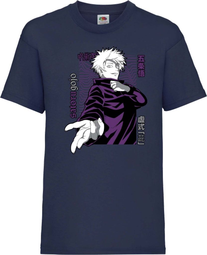 Kinder T-Shirt Japan Animation Manga Anime Comics Jujutsu Anime Manga Kaisen Satoru Gojo 02 Var-045- Gojo 02, 9-11 Jahr - 140 / Dunkelblau