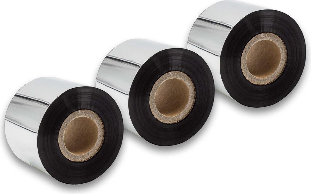 vhbw 3x Thermotransfer-Band kompatibel mit TSC TTP-245 Plus, TTP-2410M Drucker Etikettendrucker, Wischfest, 50 mm x 300 m, Wachs-Plus Schwarz