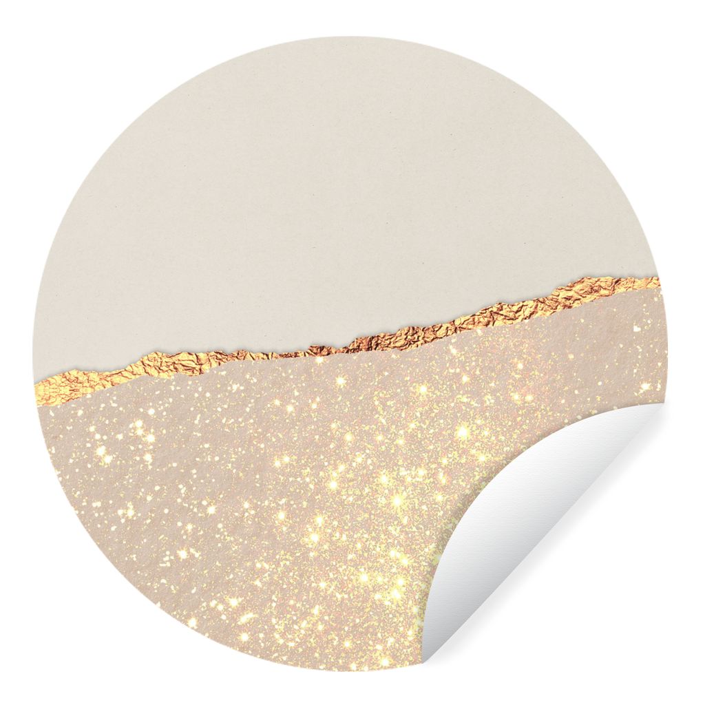 MuchoWow Runde Wandtattoo - Wandsticker Tapete Aufkleber Gold - Rosa - Glitzer - Schick - Design Ø 50 cm Selbstklebend und Repositionierbar - Wa...