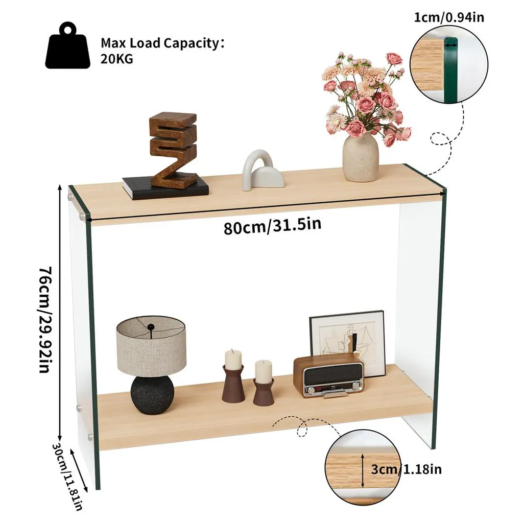 Console en verre trempé robuste 80cm avec structure métallique renforcée - 5