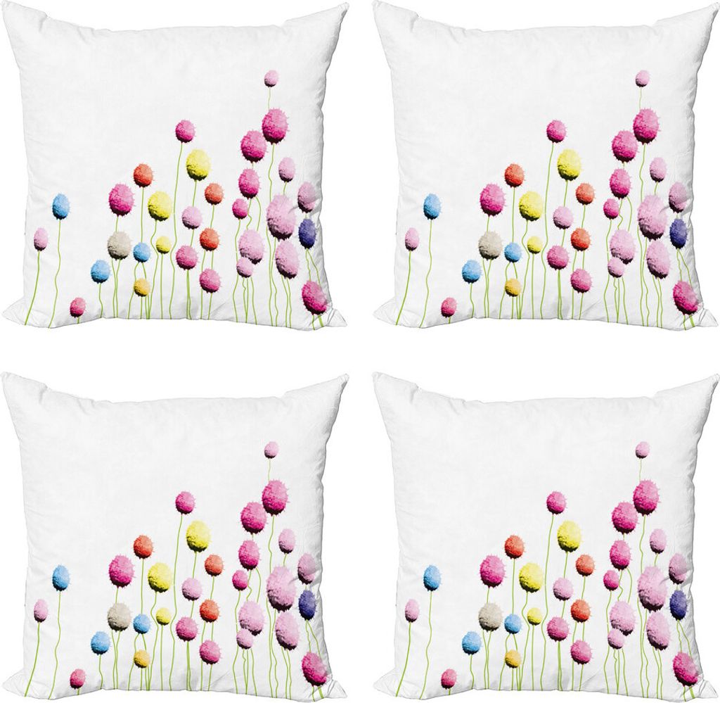 ABAKUHAUS Blumen Kissenbezug Set (4 Stück), Amaranth Blumenmuster, Moderner Doppelseitiger Digitaldruck, 40 cm x 40 cm, Mehrfarbig
