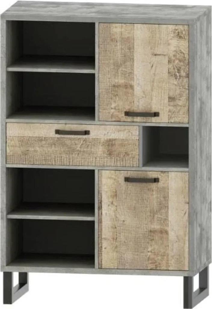 Optimiser le rangement du salon : Bibliothèque Bari avec tiroir et portes