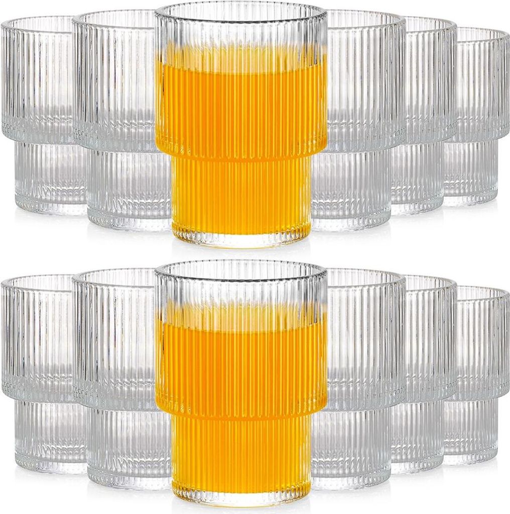 Vilde | Trinkgläser Set - 12 Stück - Geriffeltes Glas - 190 Produktbild 