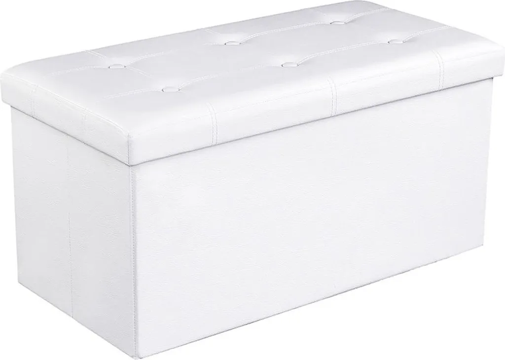 Banquette de bout de lit blanche 76 cm - Siège d'appoint en simili cuir