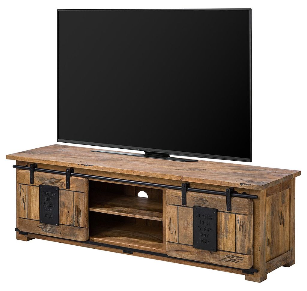 home24 Tv-Lowboard - Mango Massiv / Eisen - Mango / Schwarz