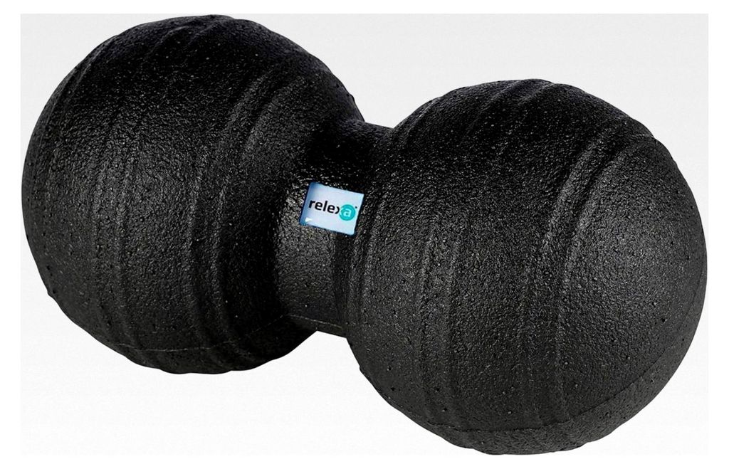 Twinball 12cm - Ideal zur Massage bei Rückenschmerzen und als Ergänzung zum Fitness-Training - Angenehmes Material und recyclebar - Schwarz