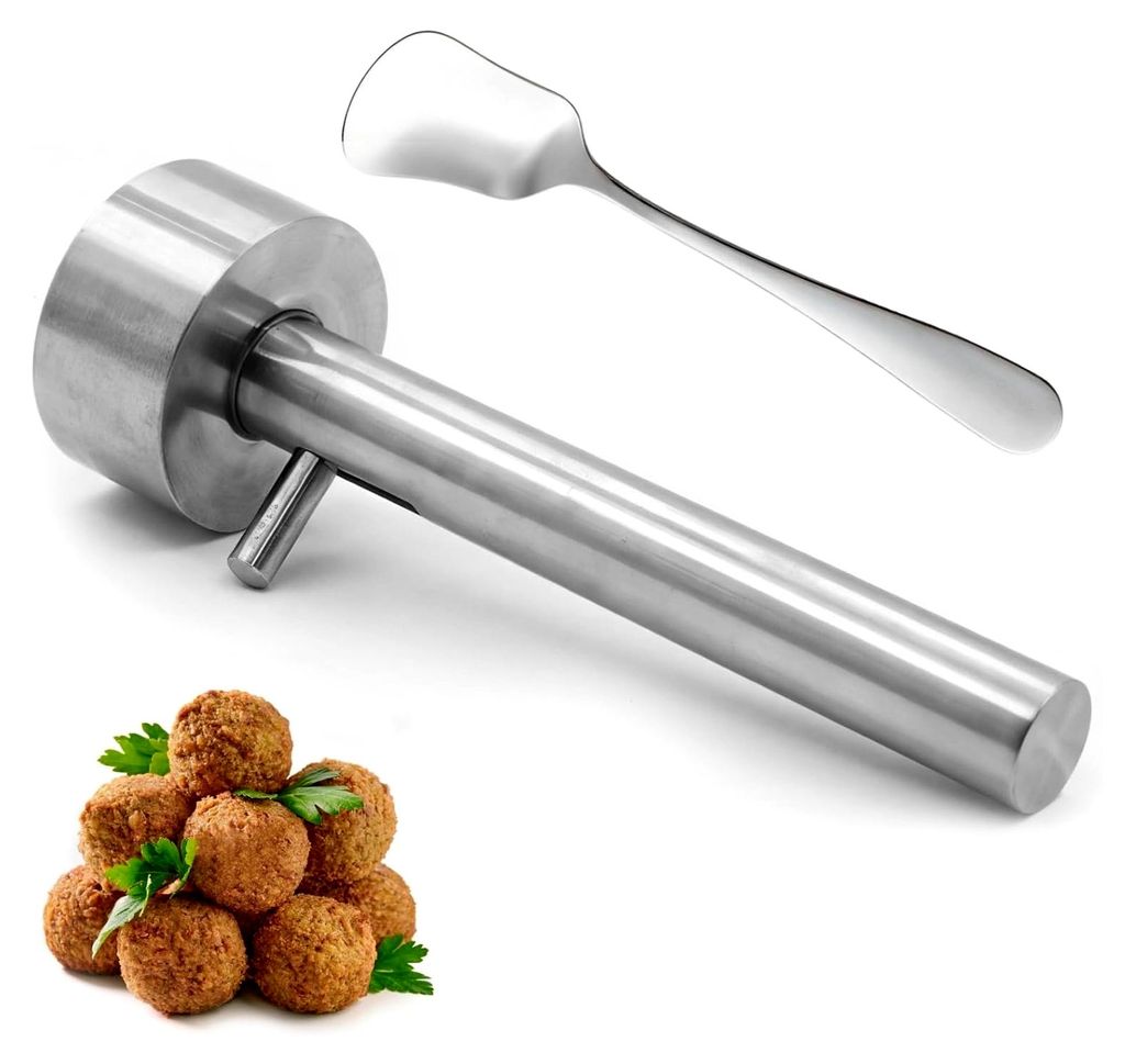 Fleischbällchenformer aus Edelstahl mit Antihaftbeschichtung und Sahnelöffel, leicht zu reinigen
