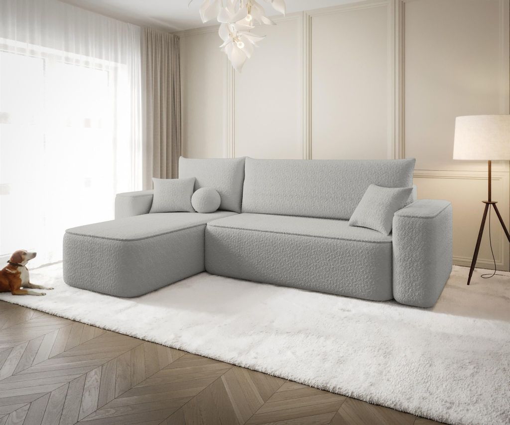 Ecksofa Schlafsofa Sofa AGEPO Stoff Quelle Hellgrau Ottomane Links