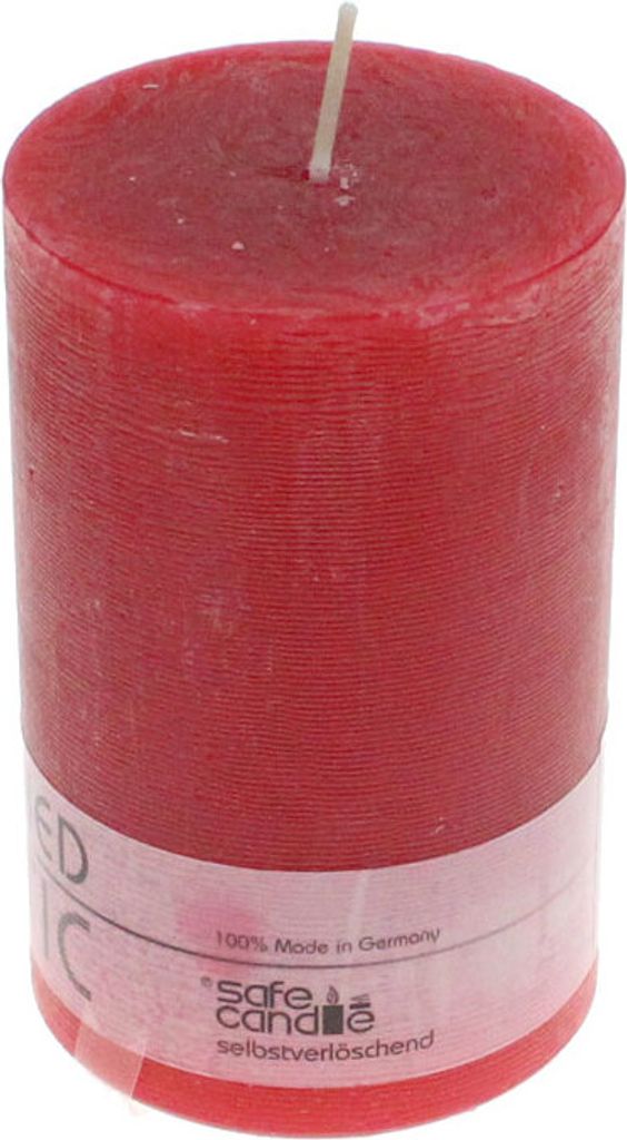 Stumpenkerze aus Paraffin, Rubin, Rustic, WENZEL, 110/70 Produktbild 