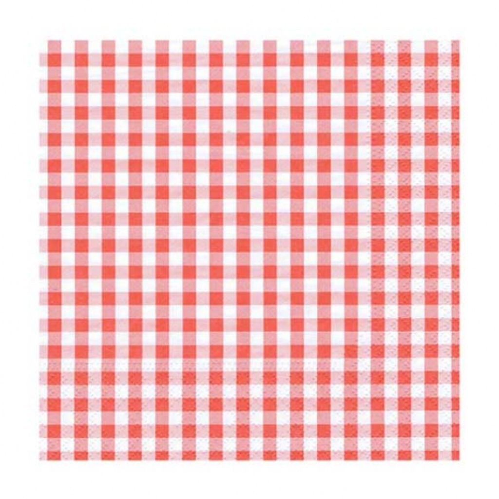 PAPSTAR Servietten 1/4-Falz, 25x25 cm rot, "Vichy Karo" | Folie (20 Stück)