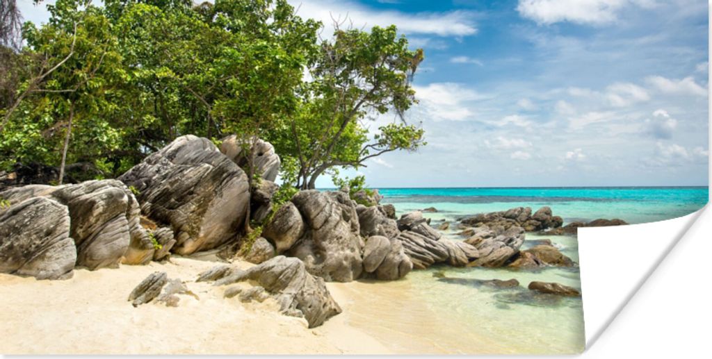 MuchoWow Poster Strand - Steine - Meer - Sommer 160x80 cm - Foto Poster