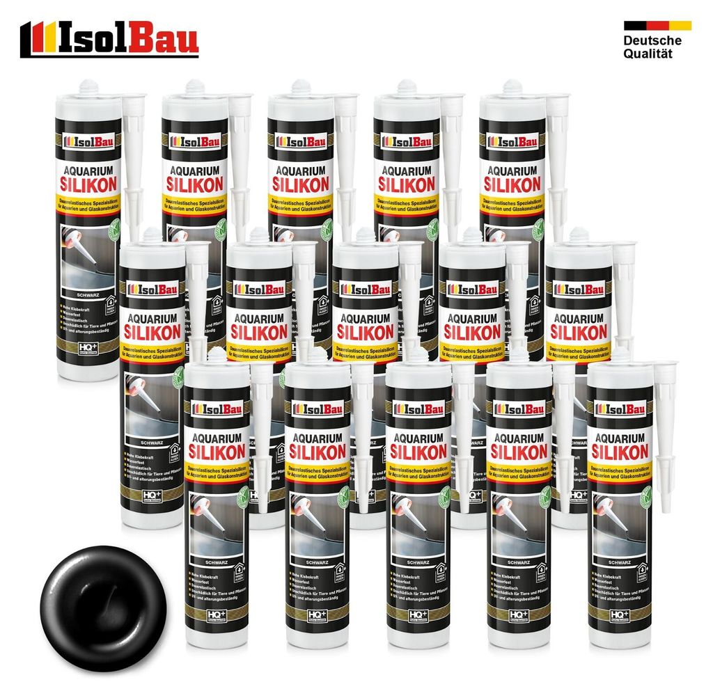 Isolbau Aquarium Silikon 15 x 300 ml Schwarz Glassilikon dauerelastisch wasserdicht