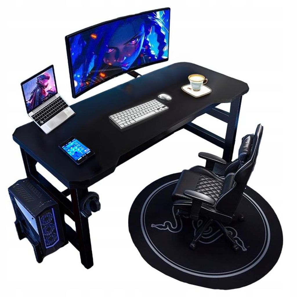 Moderner Gaming-Schreibtisch für Gamer, schwarz, Loft-Stil, 120 cm
