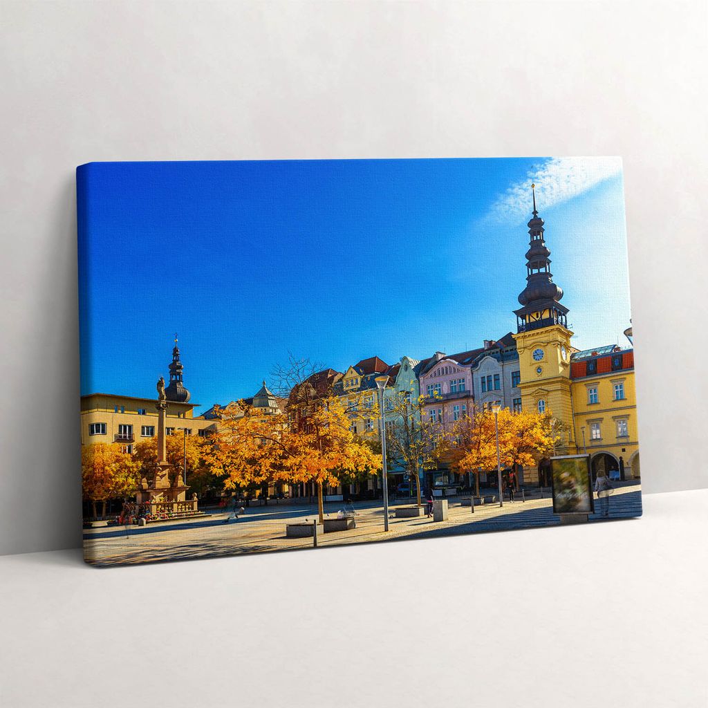 Masaryk-Platz und das Alte Rathaus – Leinwandbild Wandbild – 60x40 cm – Leinwandbilder – Wandbilder – Schlafzimmer – Flur