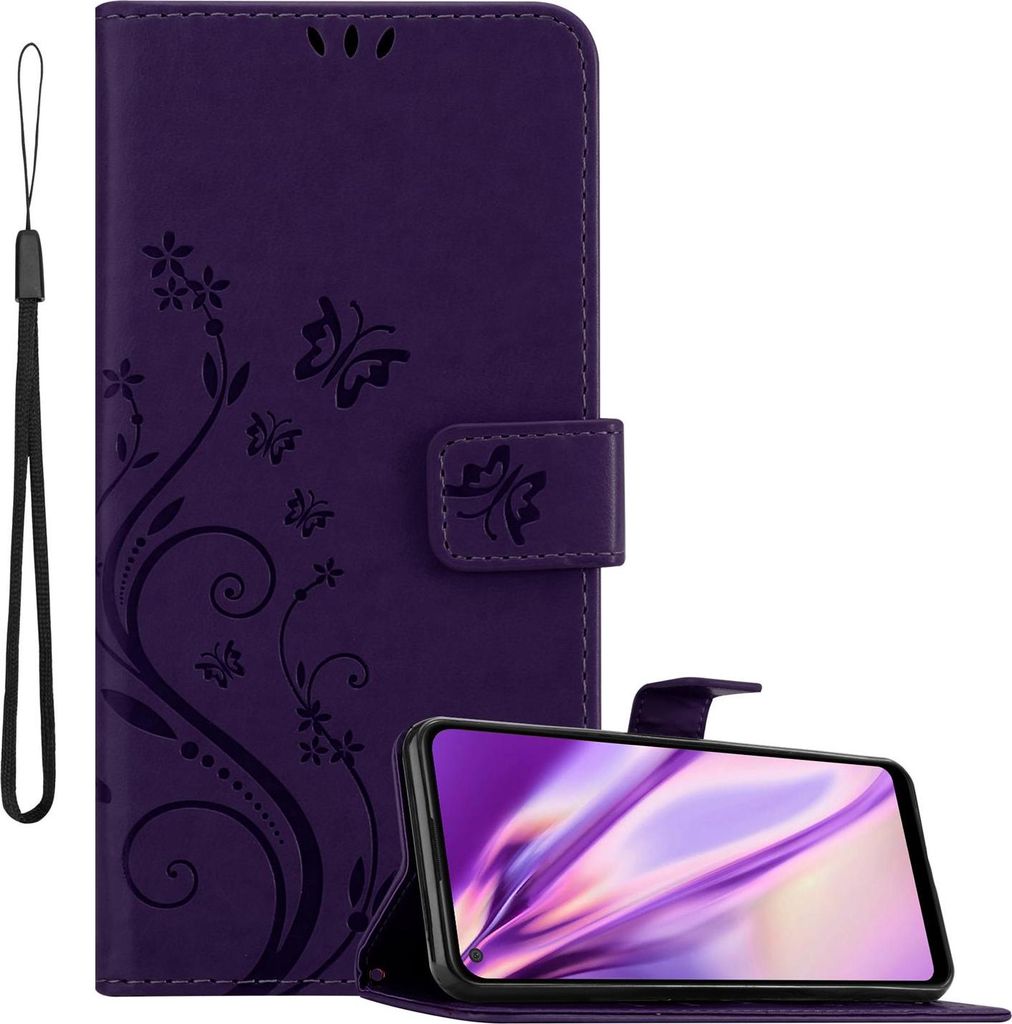 Cadorabo Hülle für Samsung Galaxy A11 / M11 Schutz Hülle in Lila Schutzhülle Handy Hülle Etui Case Blumen Flower