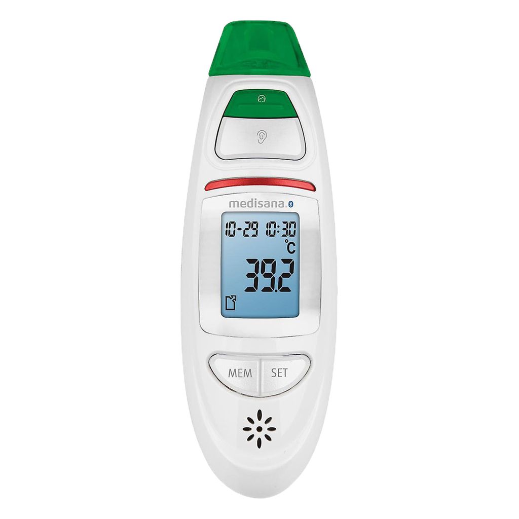 A digital thermometer on a white background.