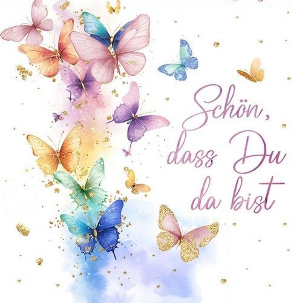 20 Servietten Butterfly coloured festival - Buntes Schmetterlingsfest 33x33cm