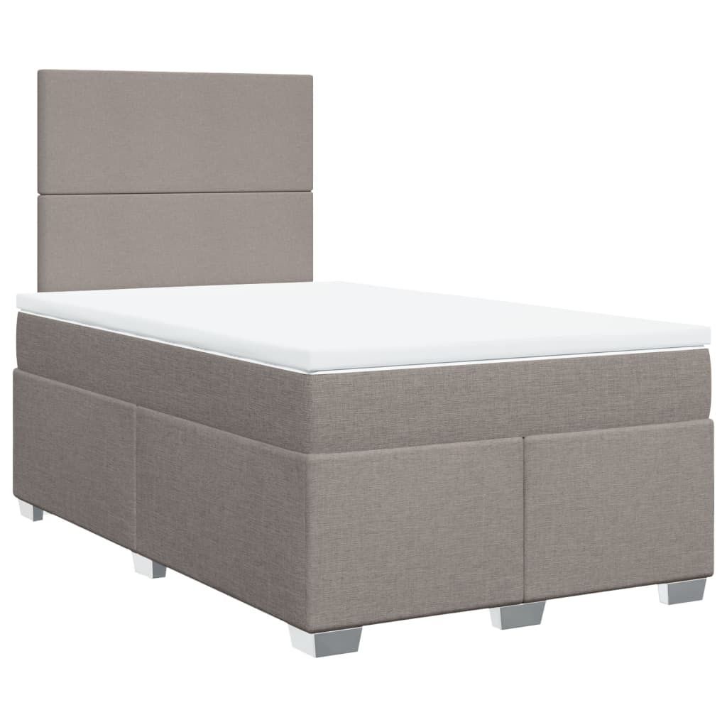 vidaXL Boxspringbett mit Matratze Taupe 120x200 cm Stoff
