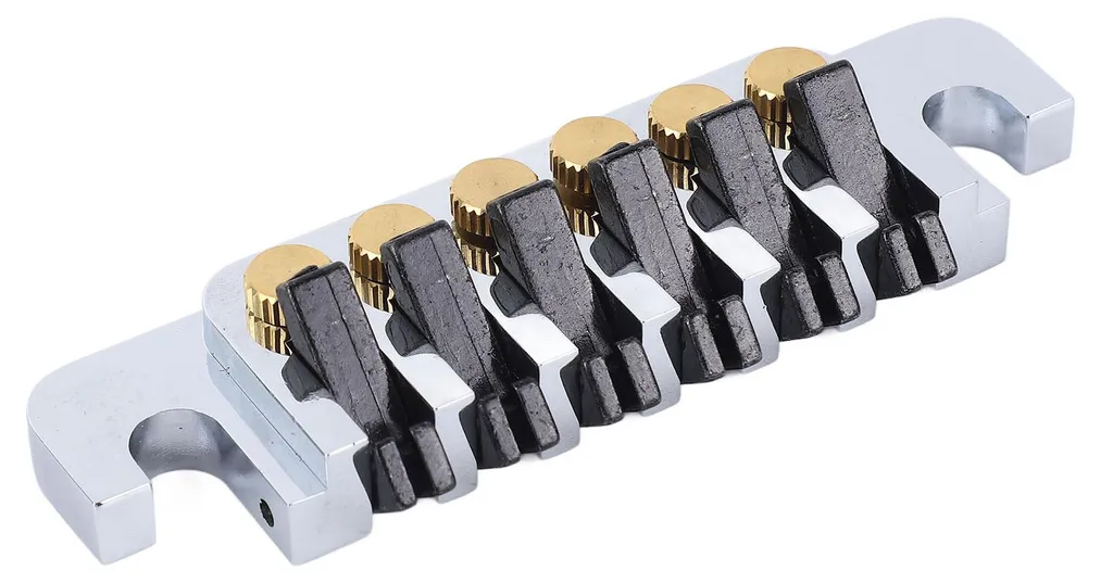 Chevalet à rouleaux avec 2 vis pour guitare électrique type LP chromé - 2