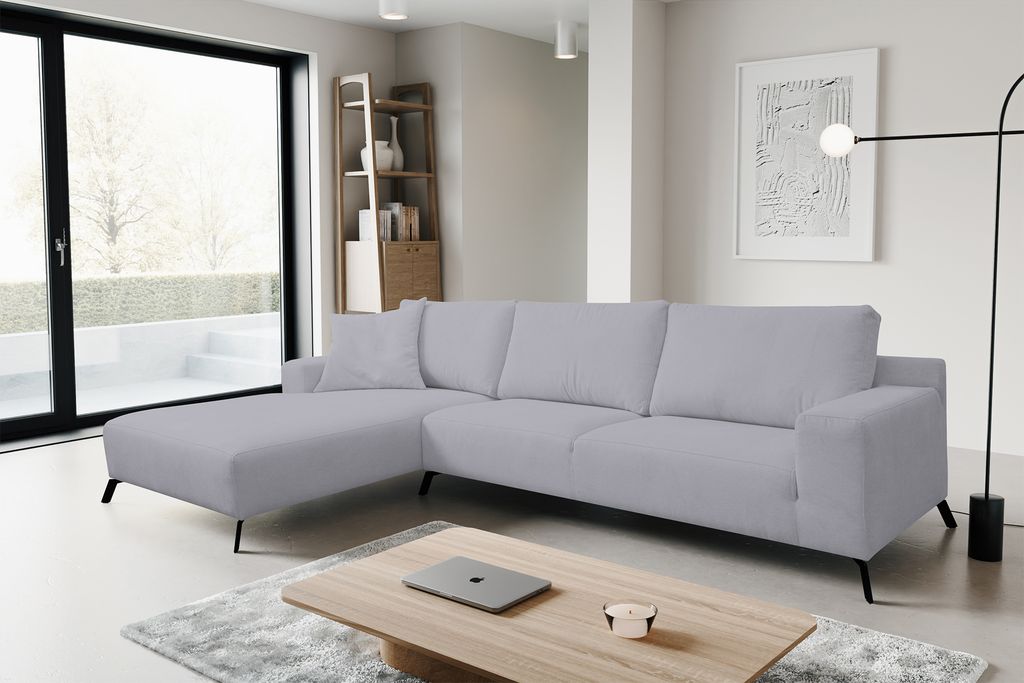 VENASI ASPEN Links Ecksofa ohne Schlaffunktion Sofa L Form Eckcouch Couchgarnitur Couch GRAU