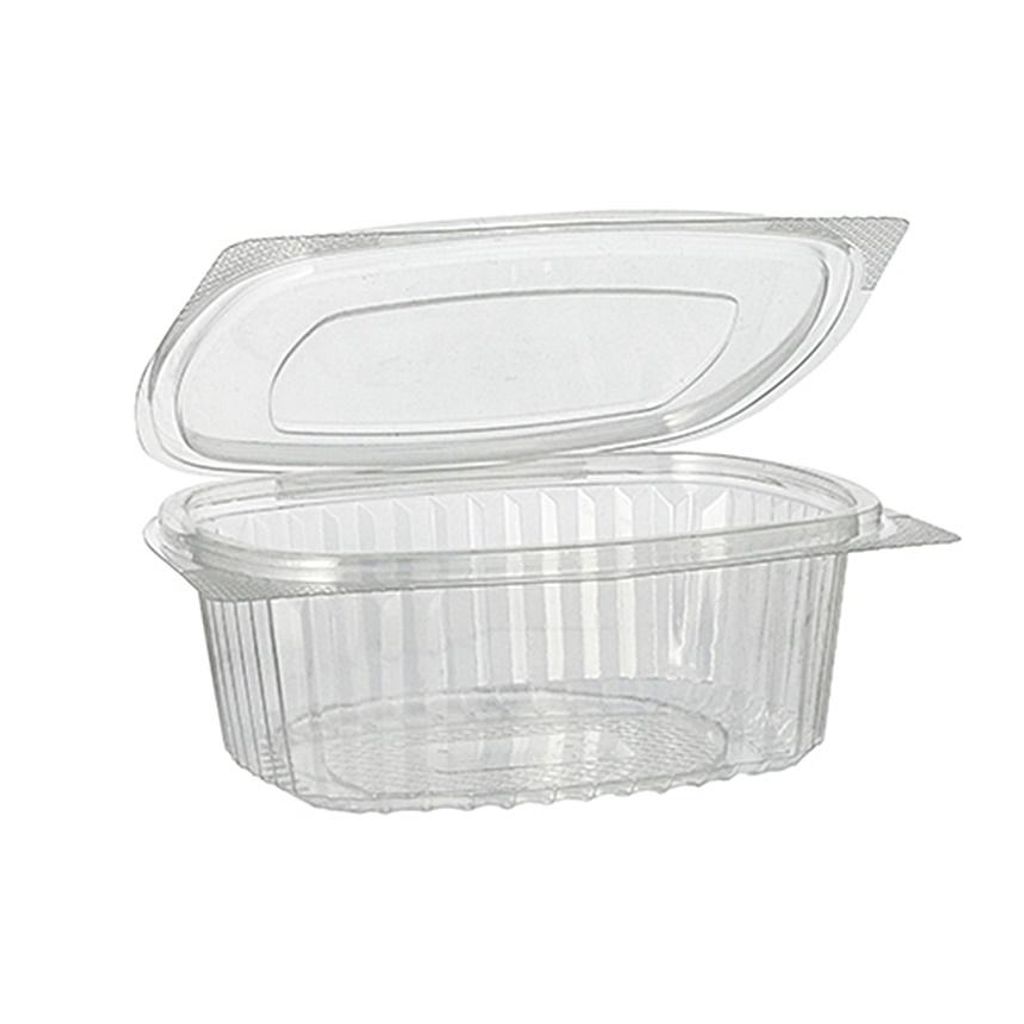 50 Feinkost- und Salatschalen mit Klappdeckel, R-PET oval Produktbild 