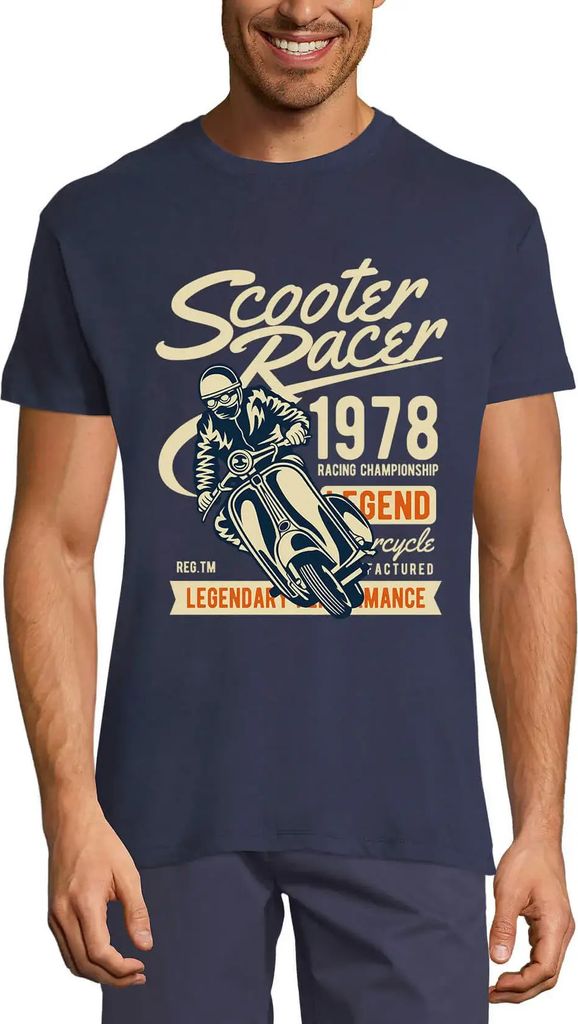 Herren Grafik T-Shirt Motorroller Rennfahrer 1978 - Oldtimer-Motorrad – Scooter Racer 1978 - Vintage Motorcycle – Geschenk 46. Geburtstag Jahre...