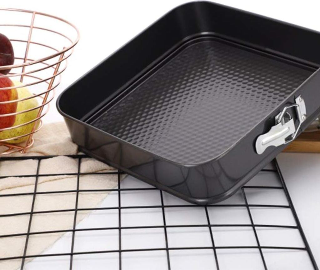 Quadratische Antihaft-Backform für Kuchen - rechteckige flache Honigwaben-Formen - Kohlenstoffstahl - schwarze Antihaftbeschichtung - Ø 26 cm - B...