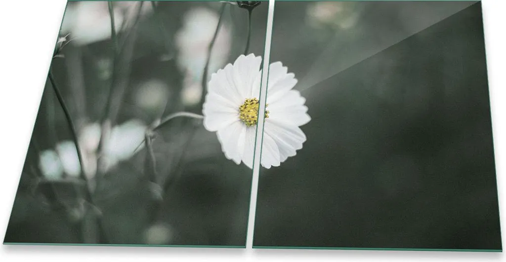 Coprifornelli Vetro Induzione 2 Pezzi 40x52 - Tagliere Grande Fiori Grigio