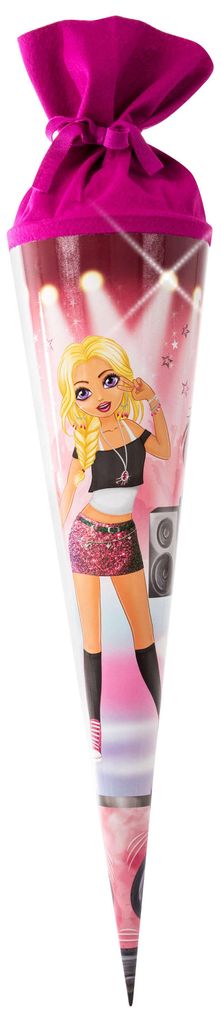 Schultüte Lackkarton 70 cm lila Goldbuch Glamour Girl Sound Produktbild 