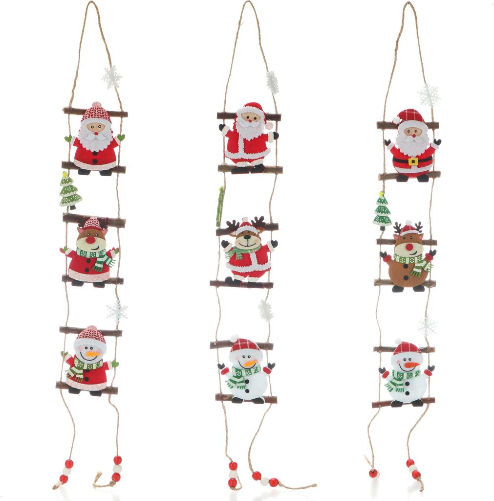 COM-FOUR 3x Hängedeko für Weihnachten - Hängefiguren aus Filz - Schneemann, Weihnachtsmann und Rentier zum Aufhängen an Wand und Fenster