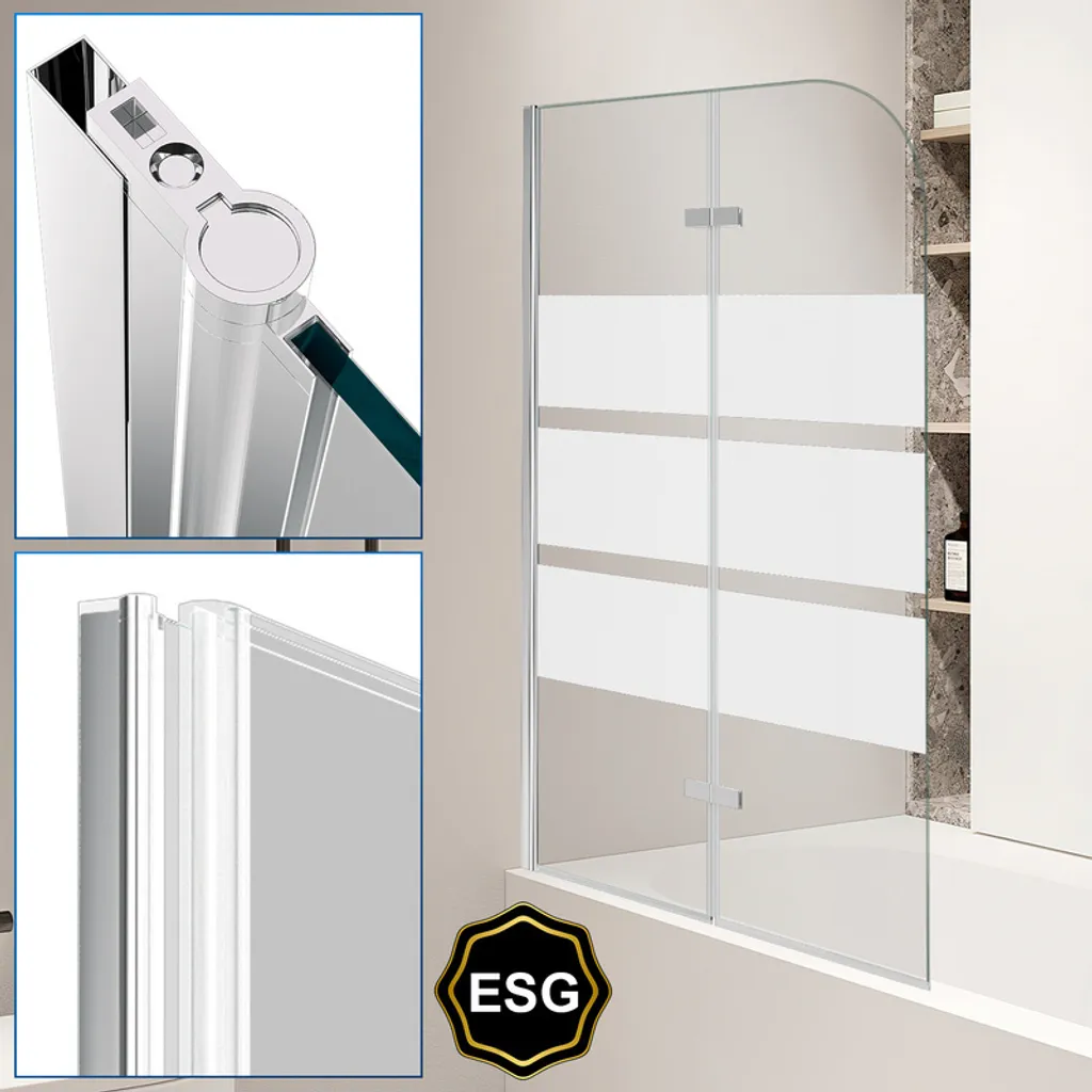 Hengda cabina doccia schermo pieghevole per vasca da bagno vasca allegato schermo doccia in 6 mm NANO facile pulire vetro 2 pezzi pieghevole 100 * 140 cm bianco