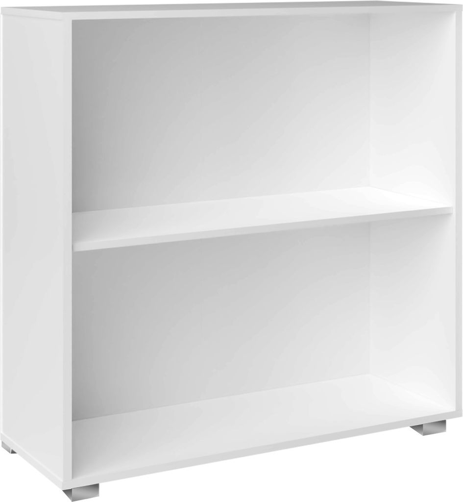 CASARIA Bücherregal 77x60x28cm Weiß Holz 2 Fächer Boden Höhenverstellbar Kippschutz Bücher Büro Wohnzimmer Standregal Regal