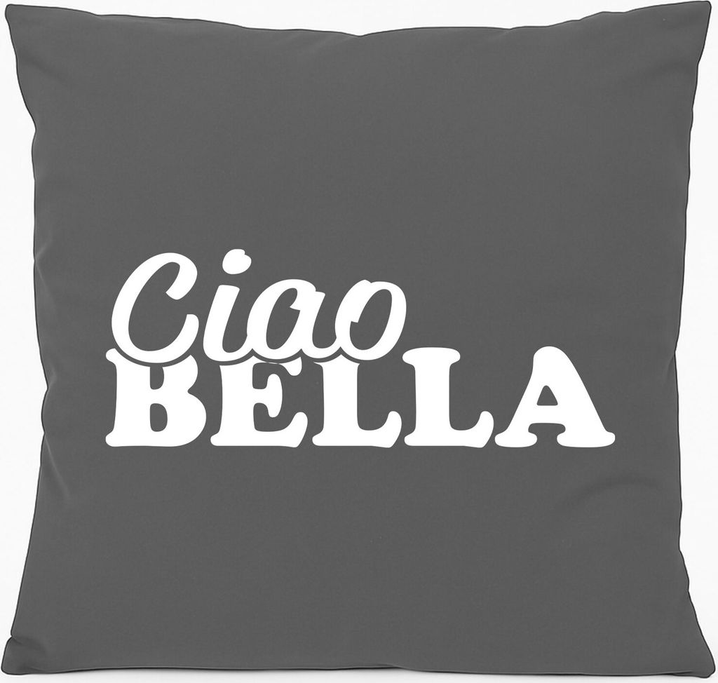 Huuraa Kissen Ciao Bella Italien 40x40cm mit Füllung Steel Grey Baumwolle Dekokissen Geschenkidee
