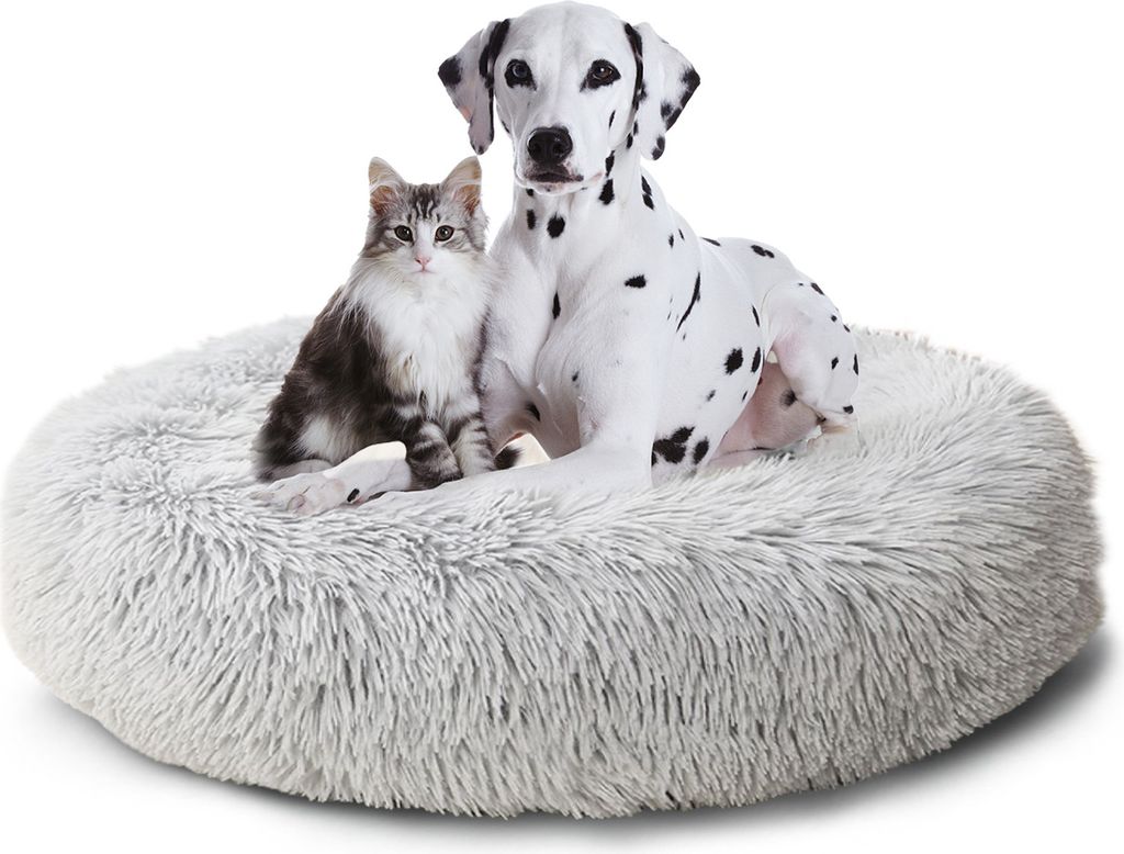 Freetoo Hundebett Plüsch-Katzenbett Rundes Kunstfell Weiches, Tierbett Tierbetten, Katzenbett waschbar Flauschiges Hundebett 100 cm Katzenschlafpl...