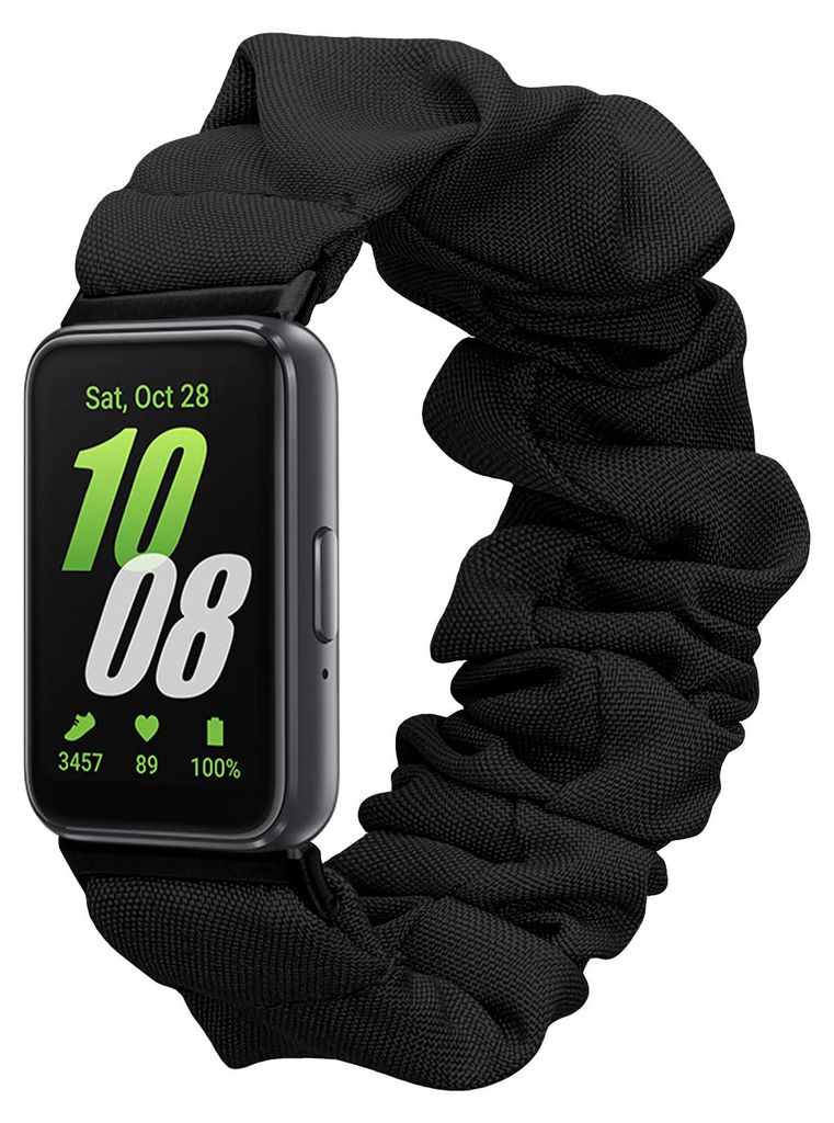 kwmobile Ersatz Armband kompatibel mit Samsung Galaxy Fit 3 - Smartwatch Scrunchie Haargummi Design Schwarz - Innenmaße 14 - 19 cm