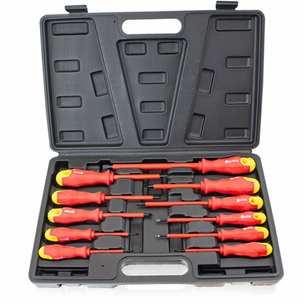 ECD Germany Isolierte Schraubendreher / Schraubenzieher Set 11 Tlg. Mit