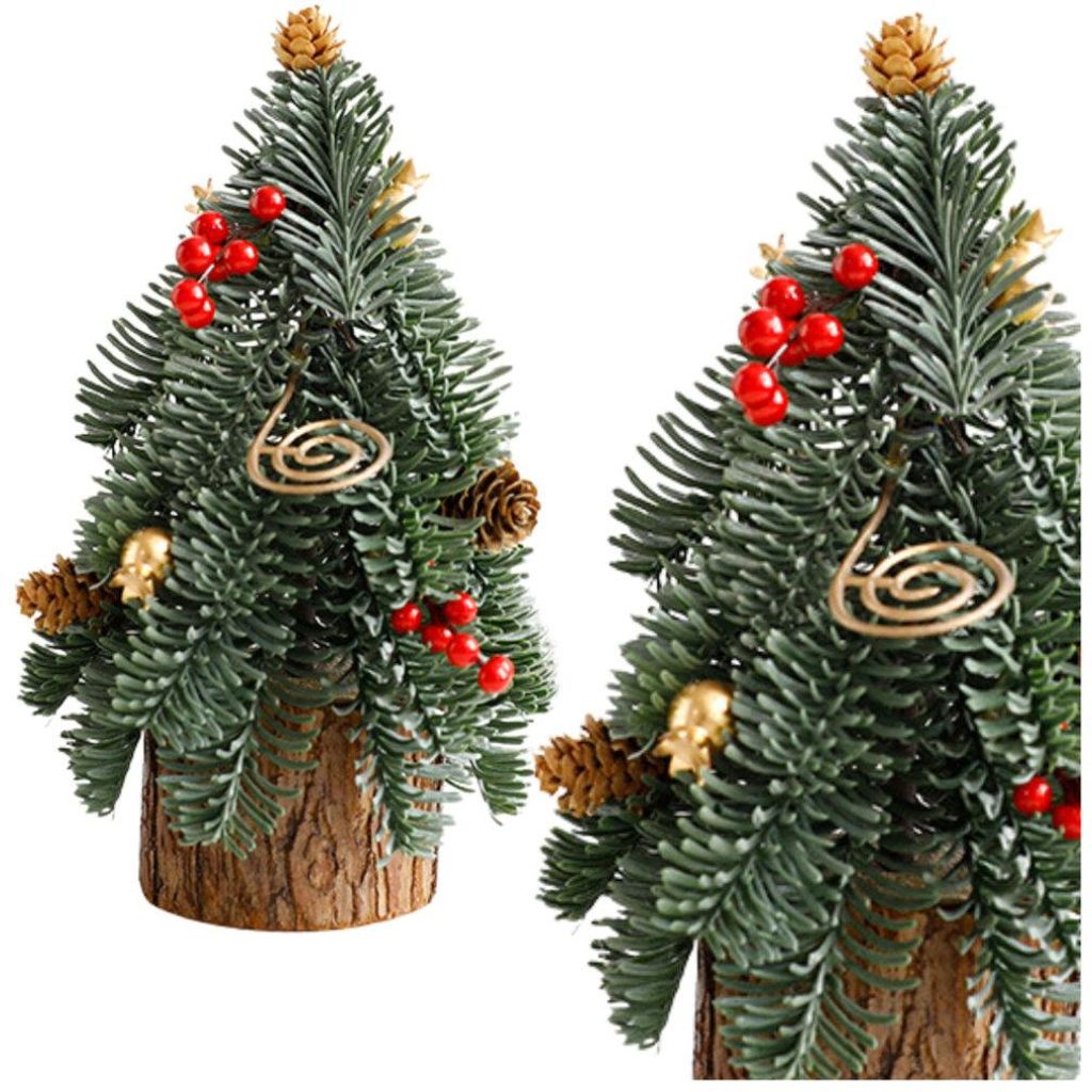 Dekorativer Weihnachtsbaum auf einem Stamm aus roten Ebereschenzapfen, 26 x 12 cm