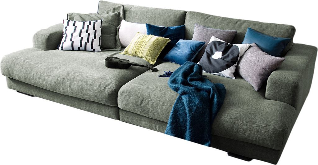 KAWOLA Big Sofa XL MADELINE Stoff olivgrün