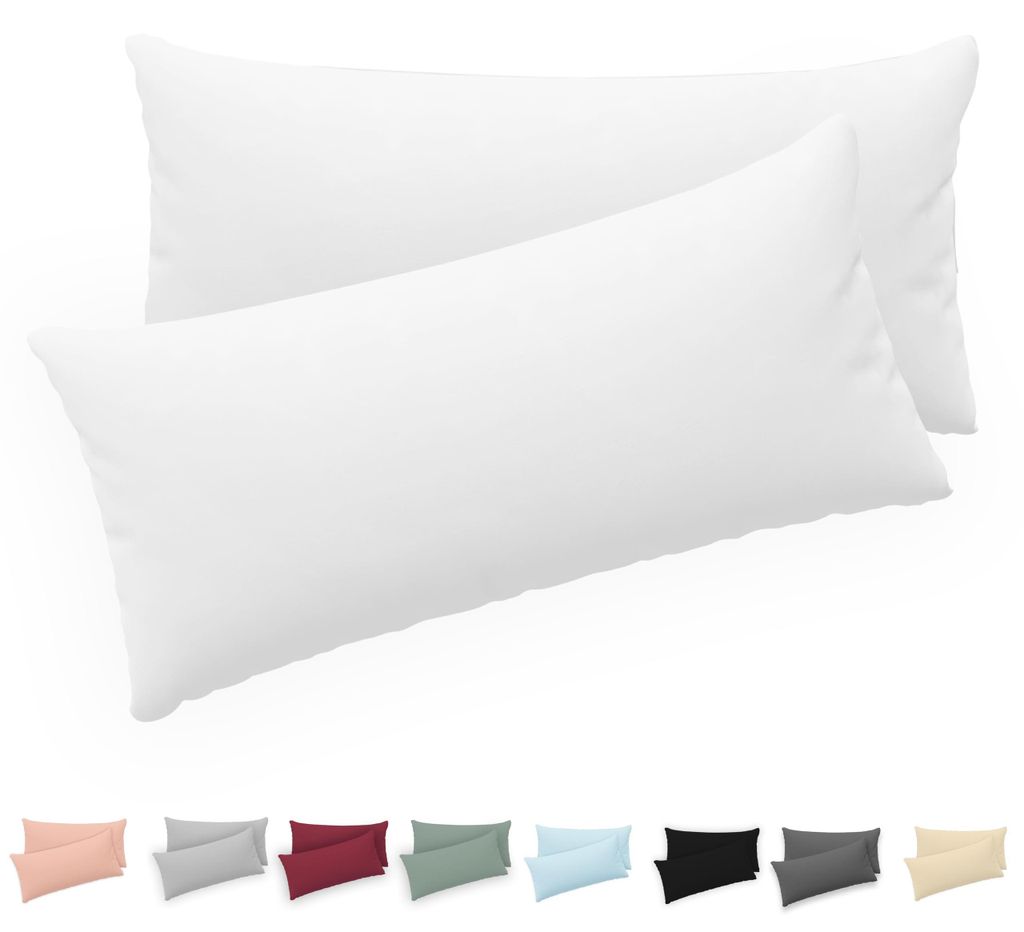 Kissenbezug 40x80 (2er-Set) – 100 % Jersey-Baumwolle, 150 g/m² – Weiß – Für Kissenbezüge der Größe 40x80 cm – Kissenbezug – Kissenb...