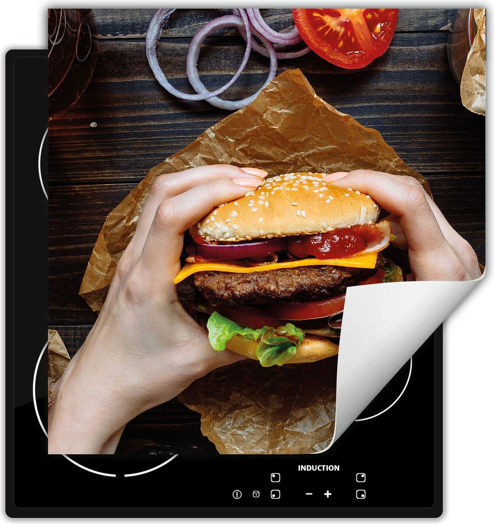 DarHaus Herdabdeckplatte 60x52 cm Anti Rutsch Matte Aufrollbar, Hamburger