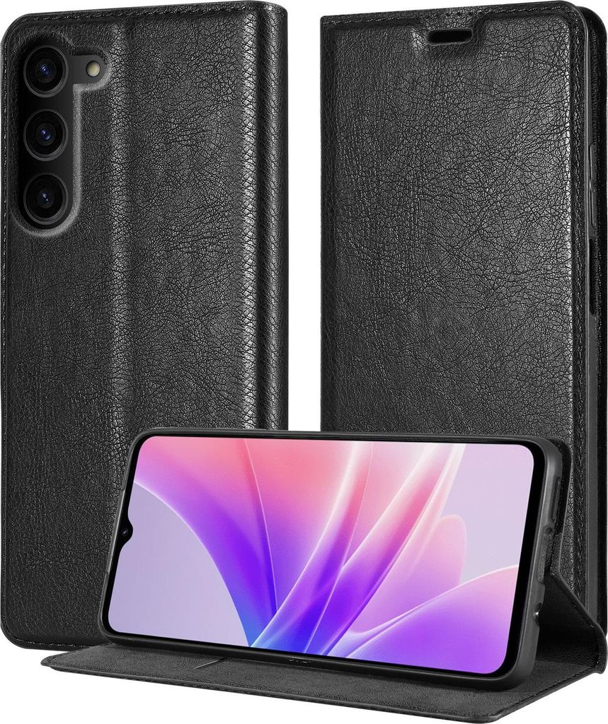 Cadorabo Hülle für Samsung Galaxy S23 PLUS in NACHT SCHWARZ Schutzhülle mit Magnetverschluss, Standfunktion und Kartenfach Flip Case Cover Etui ...