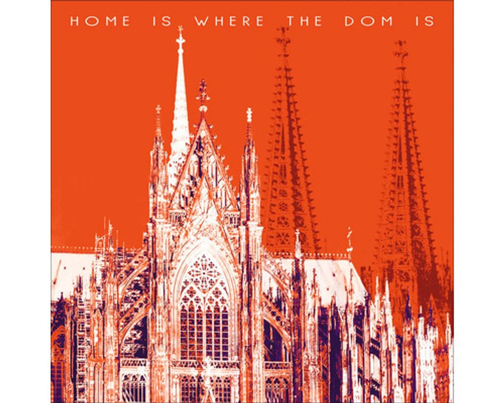 Glasbild Köln Dom Home orange 50x50 cm