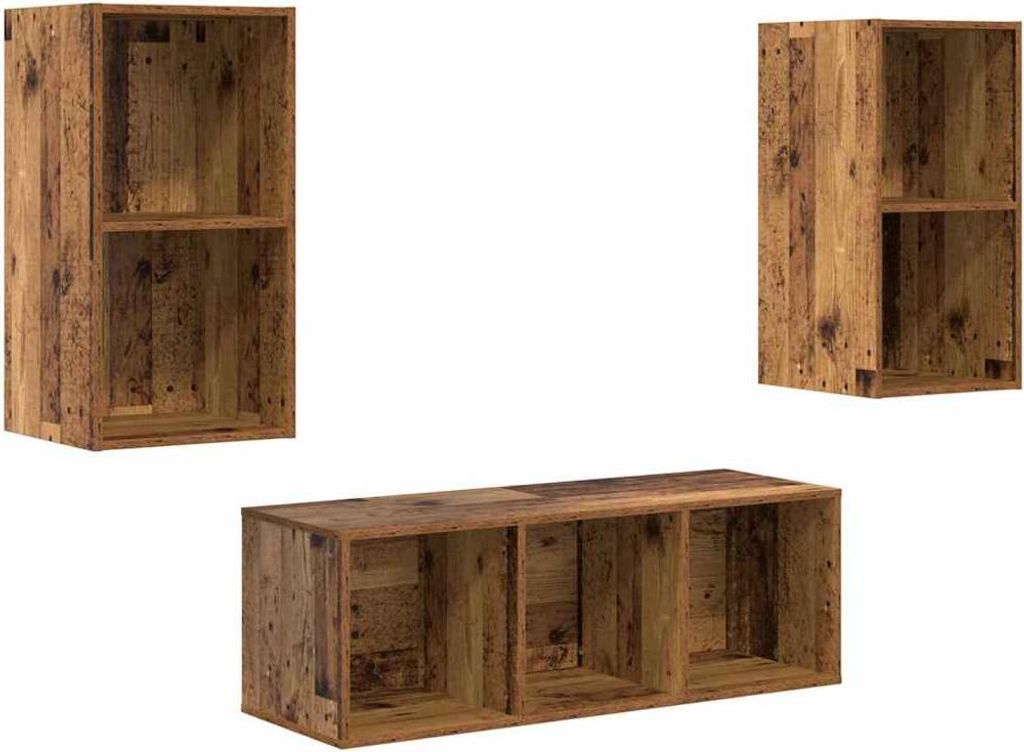 TV-Schrankset Wandmontiert 3 pcs Altholz Holzwerkstoff