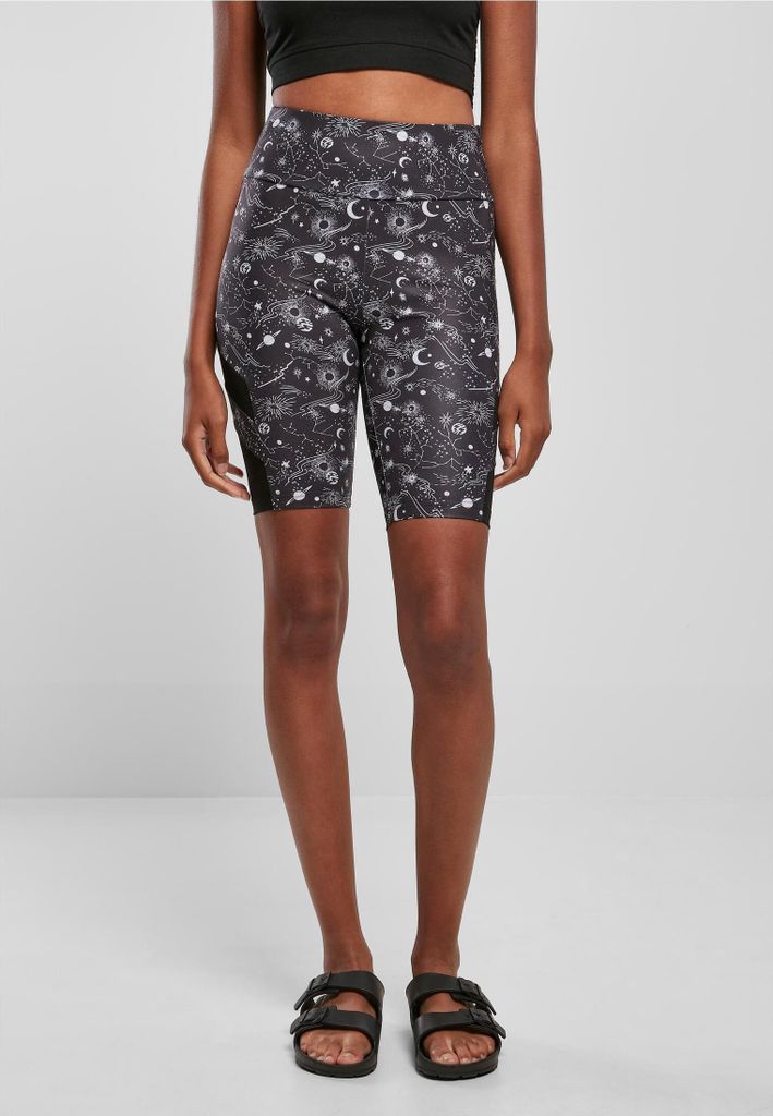 Urban Classics TB4794 | Ladies High Waist Tech Mesh AOP Cycle Shorts Radlerhos - Farbe: blackuniverse - Größe: S