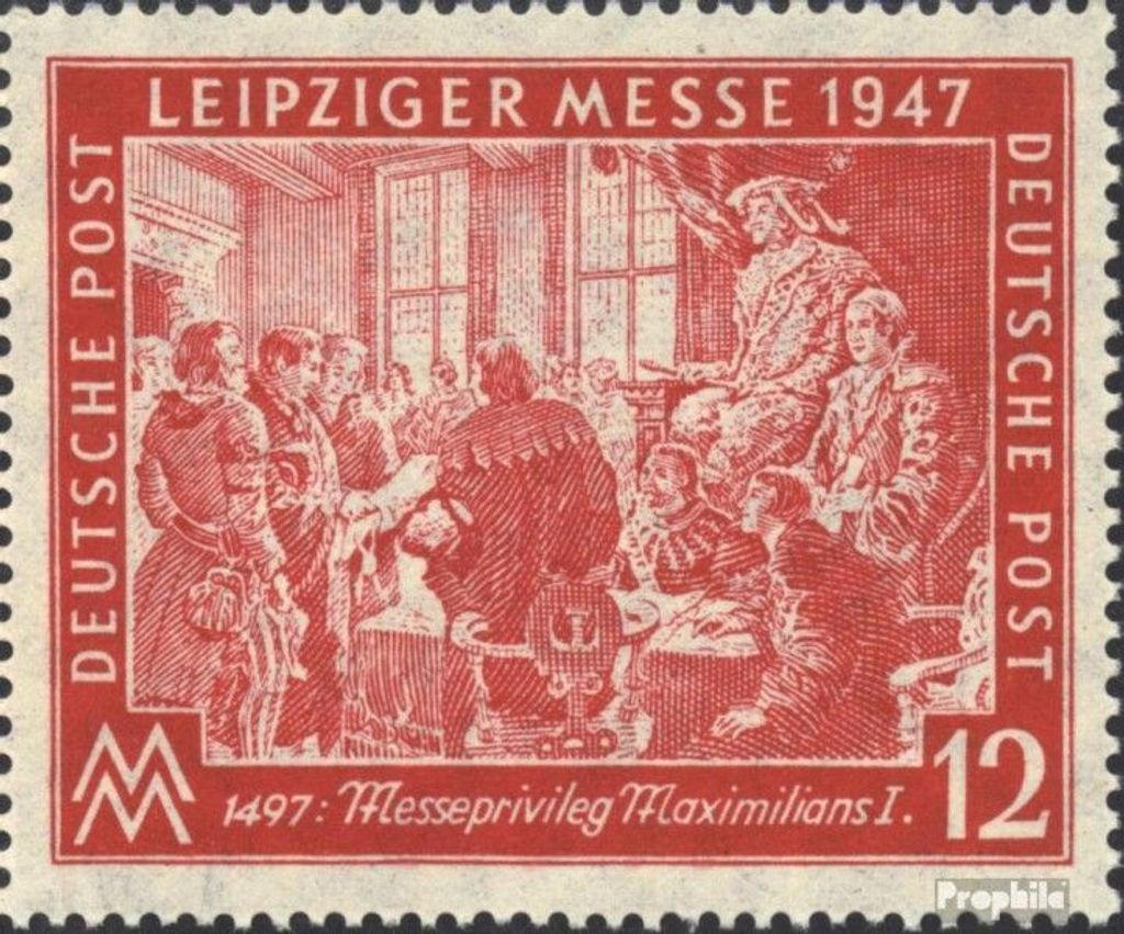 Briefmarken Alliierte Bes.-Gem.Ausg. 1947 Mi 965II, Schraffur neben der Armlehne nicht unterbrochen postfrisch Leipziger Messe